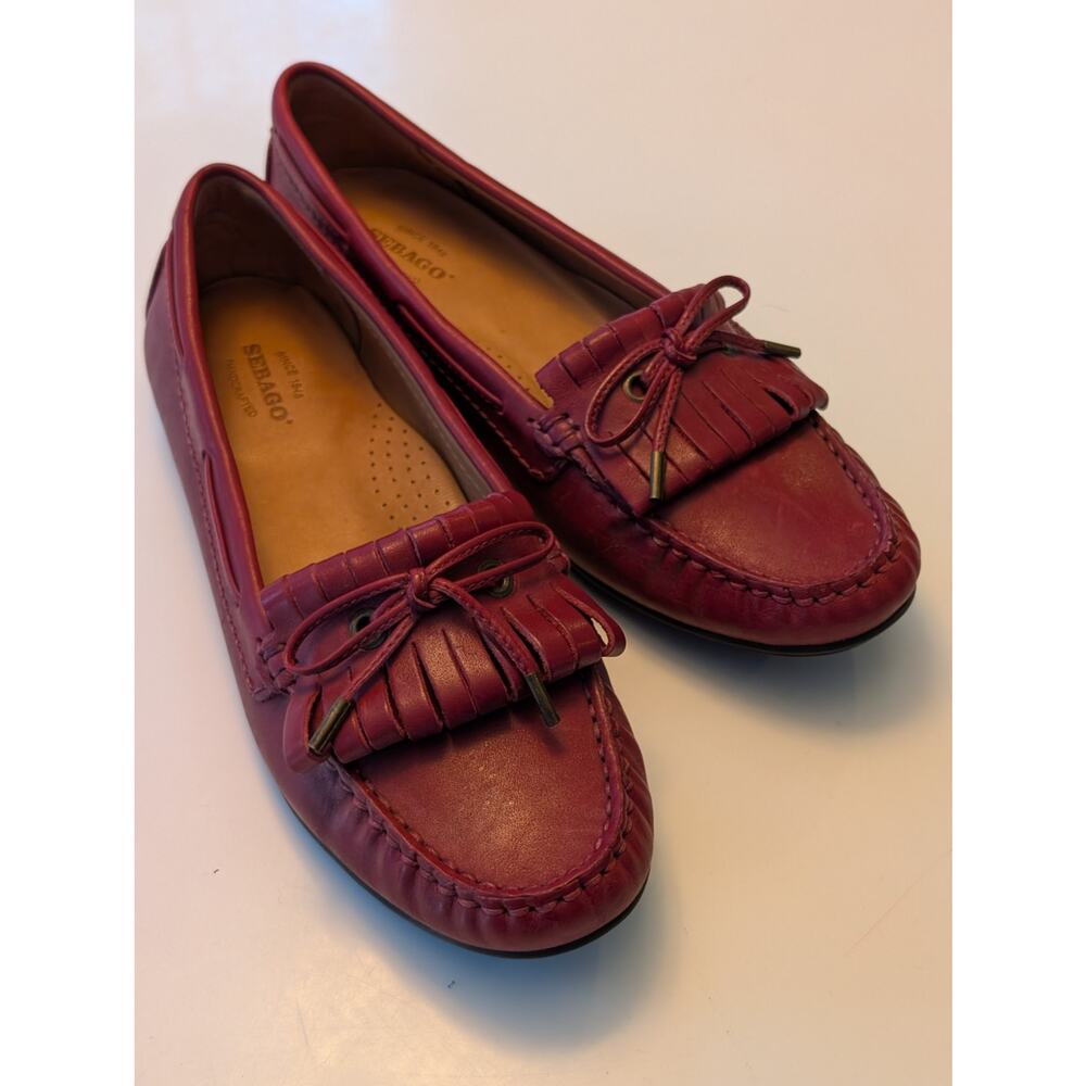 SEBAGO Meriden Kiltie Loafer Moccasin Dark Red Leather 7.5 - Picture 2 of 9